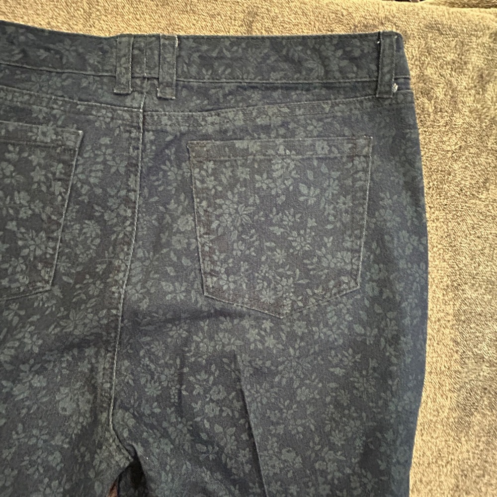 Charter Club Jean Shop Modern Straight Floral Print Denim Pants Blue 14P Petite - Picture 5 of 9